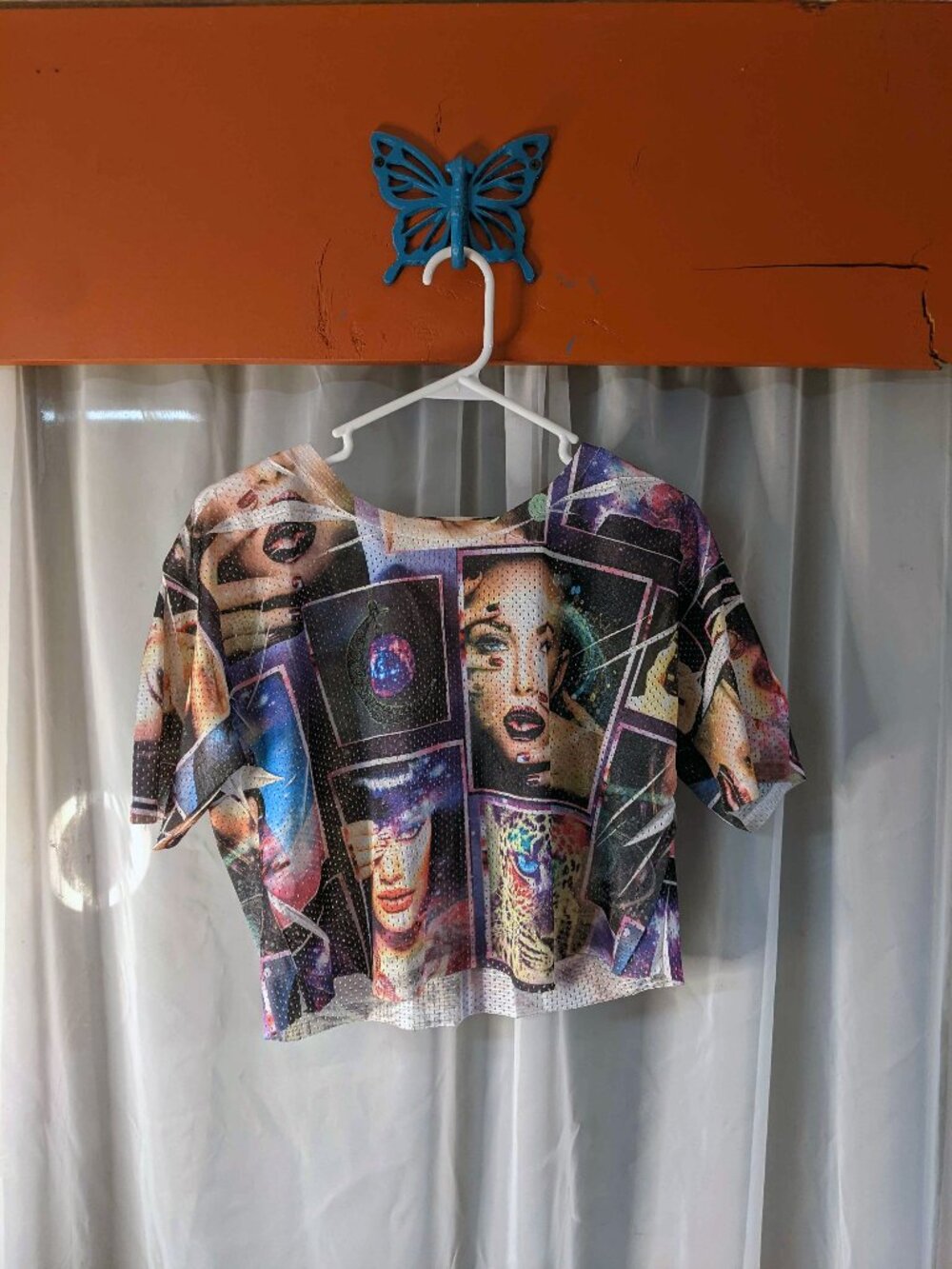 Blush XL Graphic Polyester Jersey style crop top
